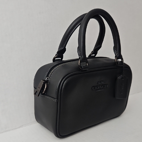 Coach Black Satchel Crossbody Top Handle Smooth Leather - Picture 3 of 12
